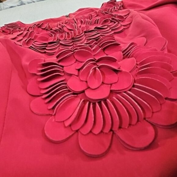 NUE by Shani S1025 Size 2 Leather Accents Red Shapewear Midi Dress Quiet Luxury - Picture 3 of 16